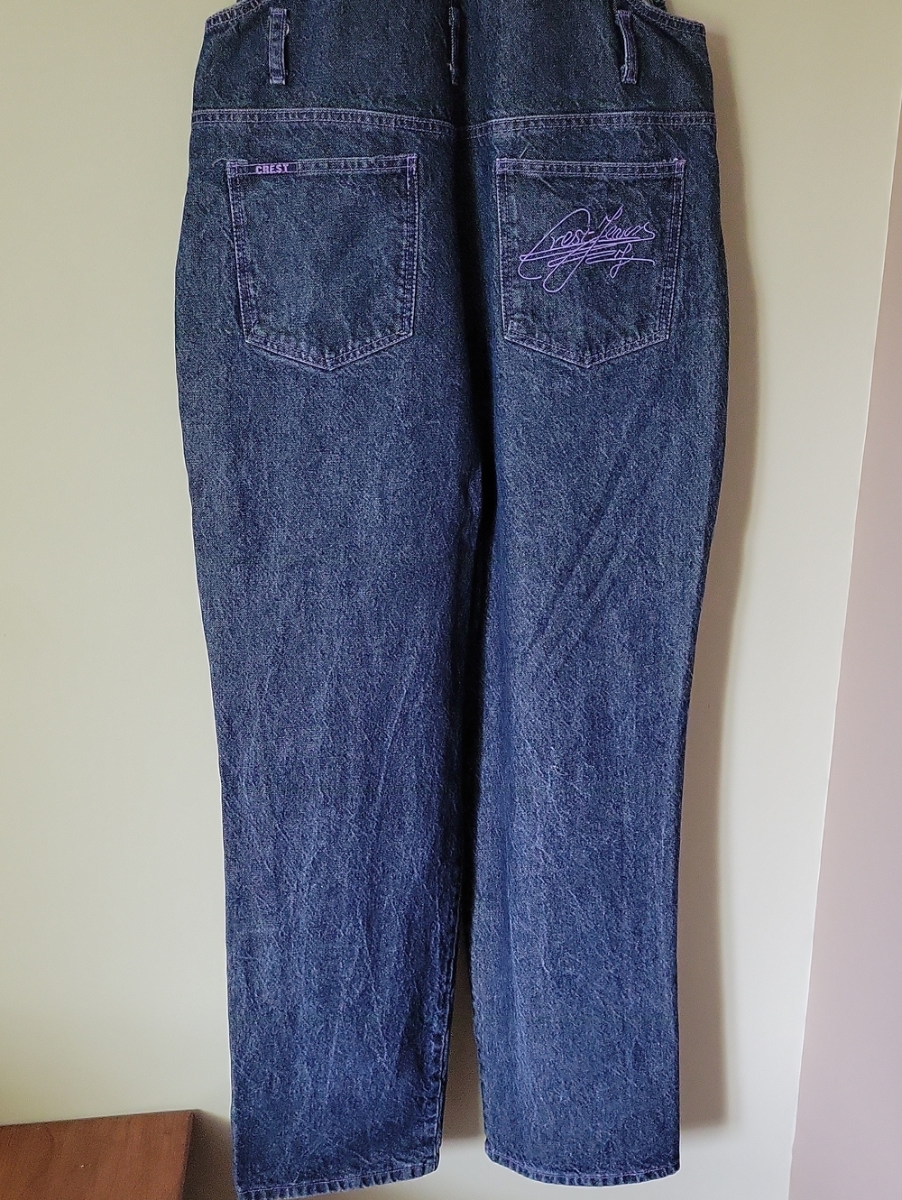 Vintage Y2K Streetwear Women's Purple Contrast Stitch Utility Overalls M-L - Picture 7 of 9